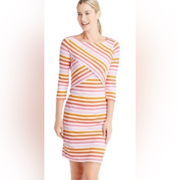 J McLaughlin Greek Key Scroll Blue White Catalina Cloth DRESS - Picture 4 of 4